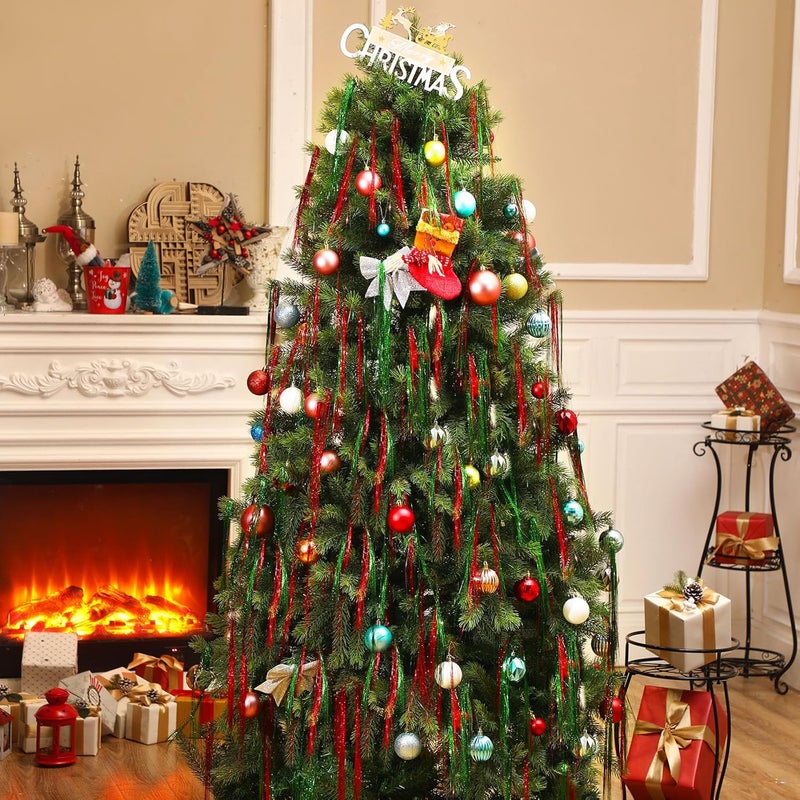 Lyrow Store 40000 Strands Tinsel Icicles 19.7 inch Christmas Tree Tinsel Foil Fringe Hanging Winter Home Decorations for Xmas Tree Holiday Decor Birthday Wedding Anniversary Party Supplies(Red, Green) - Image 5